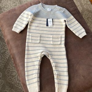 Baby Gray and white stripe onesie